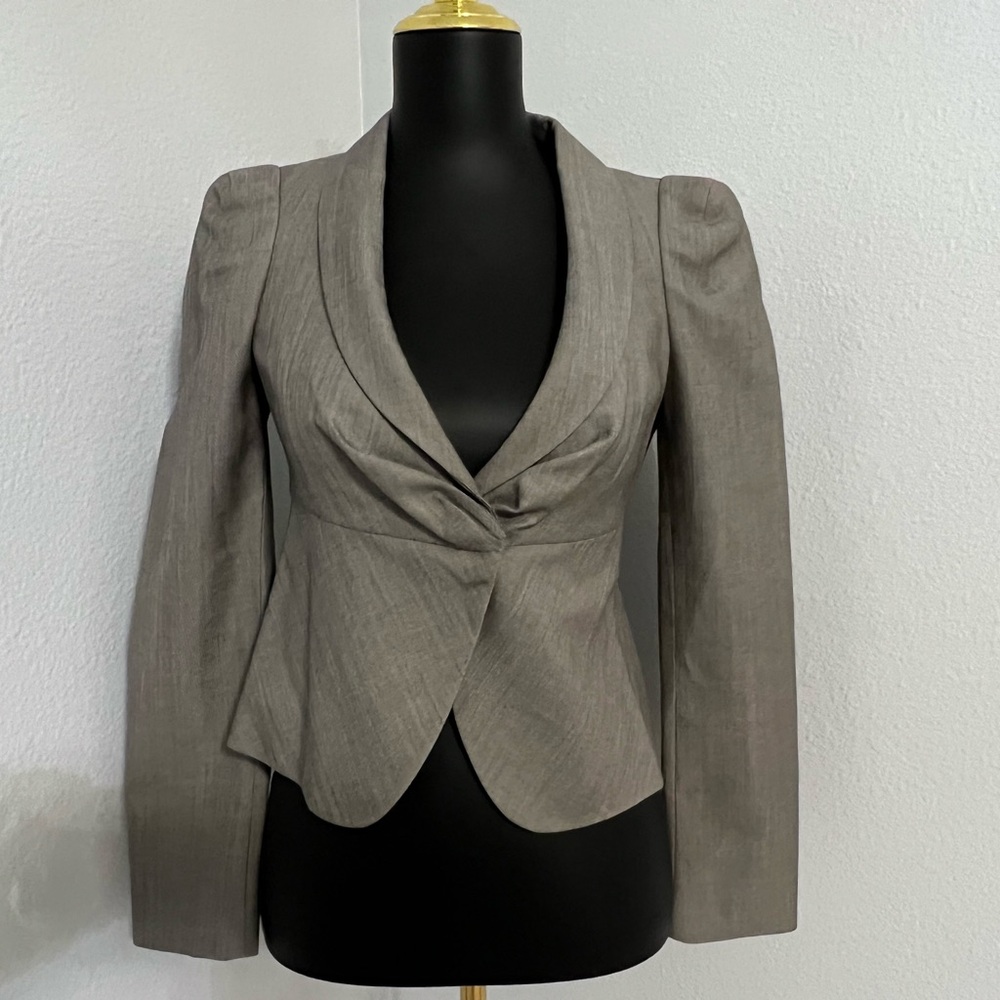 Banana Republic BR Monogram gray draped blazer jacket 2 XS